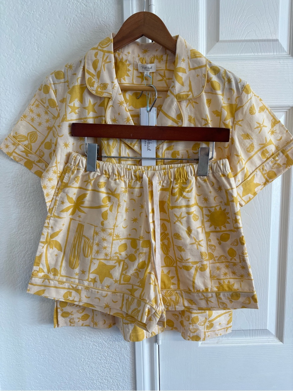Bed Head Pajama Yellow Star Print Set Size S